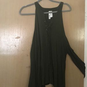 Blouse open shoulder crossed tie awsome blouse